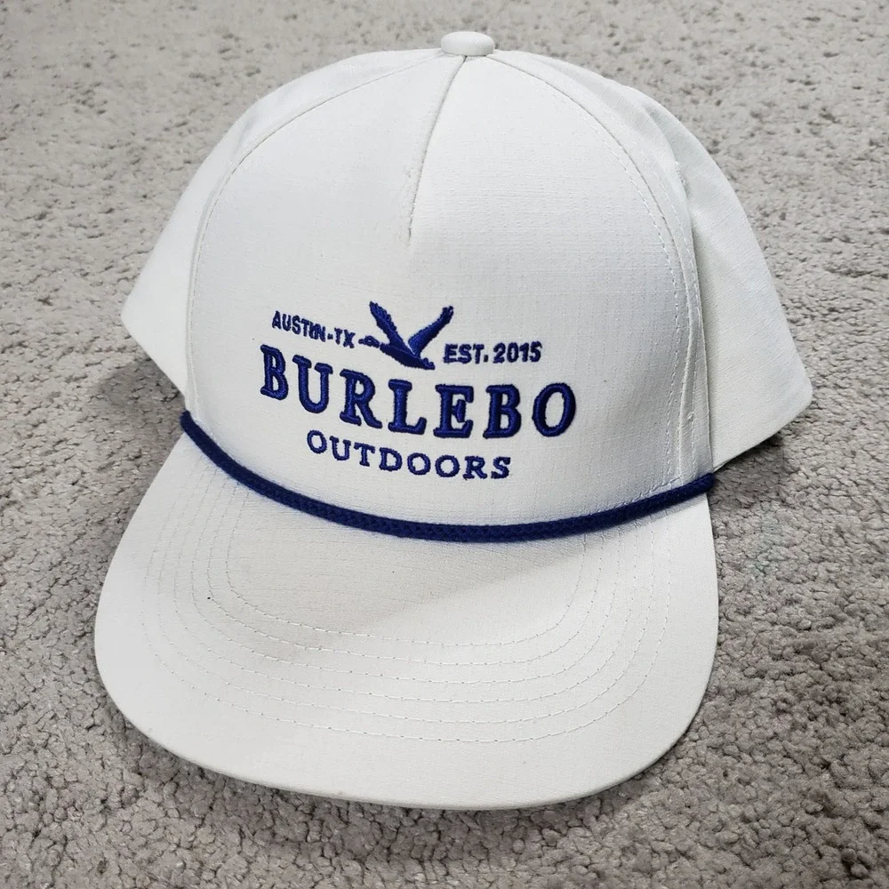 Burlebo Outdoors Rope Hat Cap Off White Navy Snapback Ripstop Adult Mens OSFA